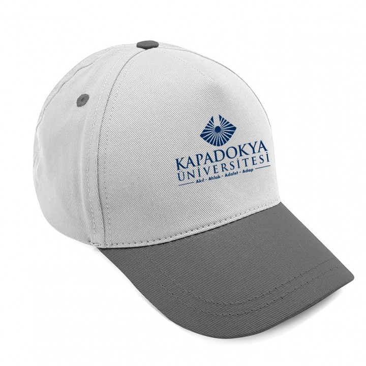 Beyaz Gri Pamuk Gabardin 5 Panel Sun Steel Duo Promosyon Şapkası